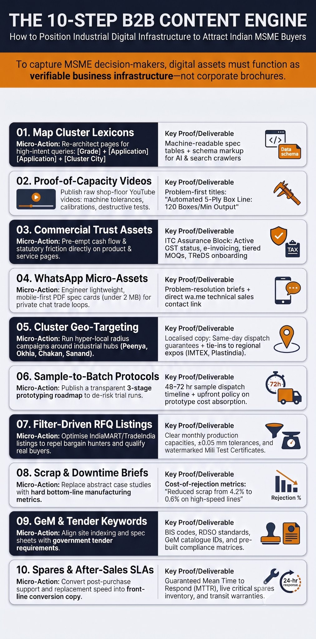 The 10-step B2B Content Marketing Process targeting Indian MSMEs